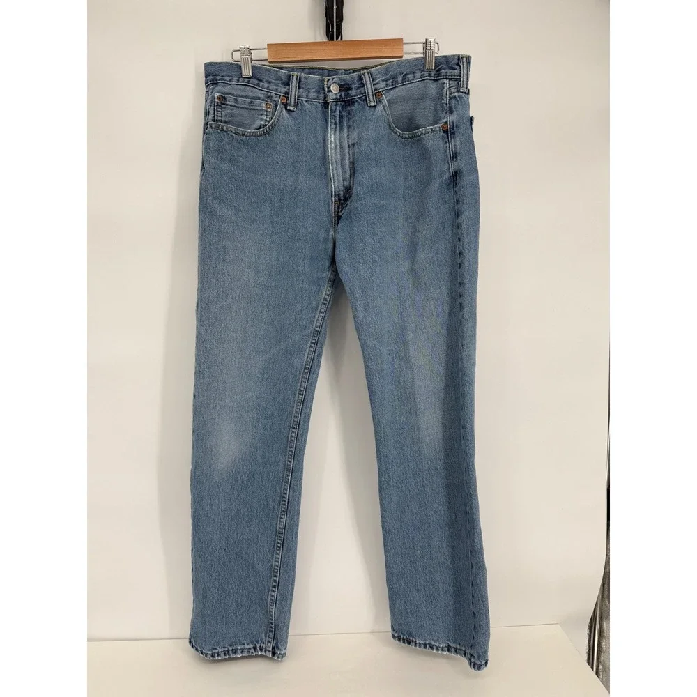 Levis 505 Mens Straight Leg Jeans Medium Wash Blue Denim Pants Sz W34 L32